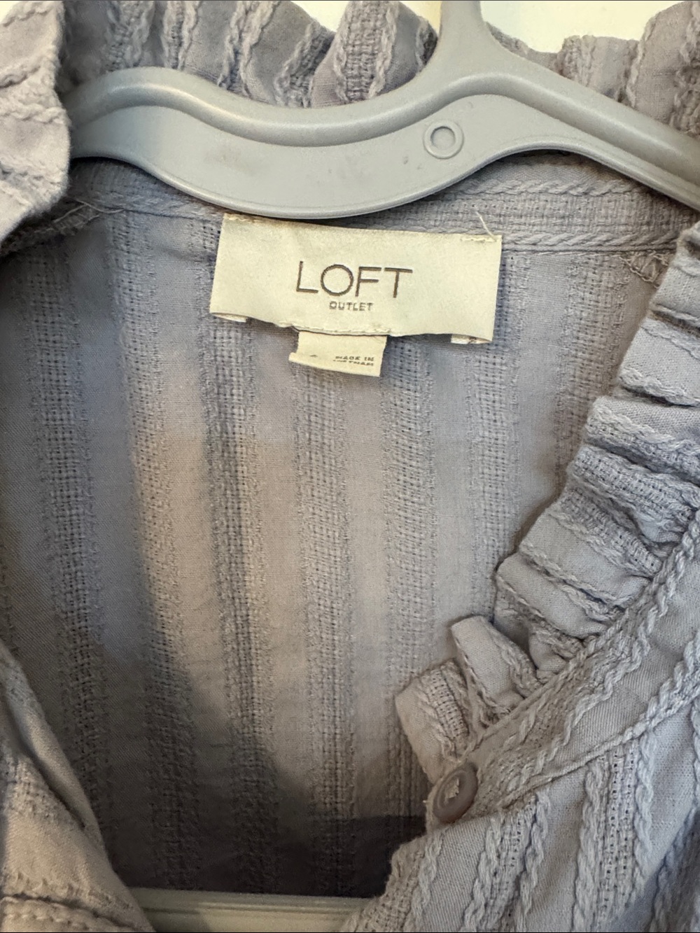 LOFT Lavender Ruffle Collar Button-Down Blouse - Picture 2 of 3